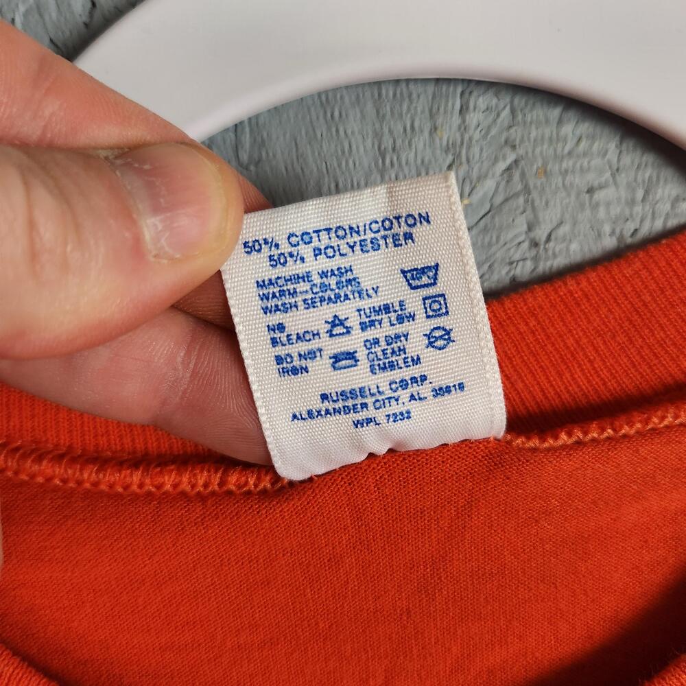 Vintage Hanover Hawks Shirt Mens Large Orange Graphic Logo 80s Virginia School - Picture 5 of 15